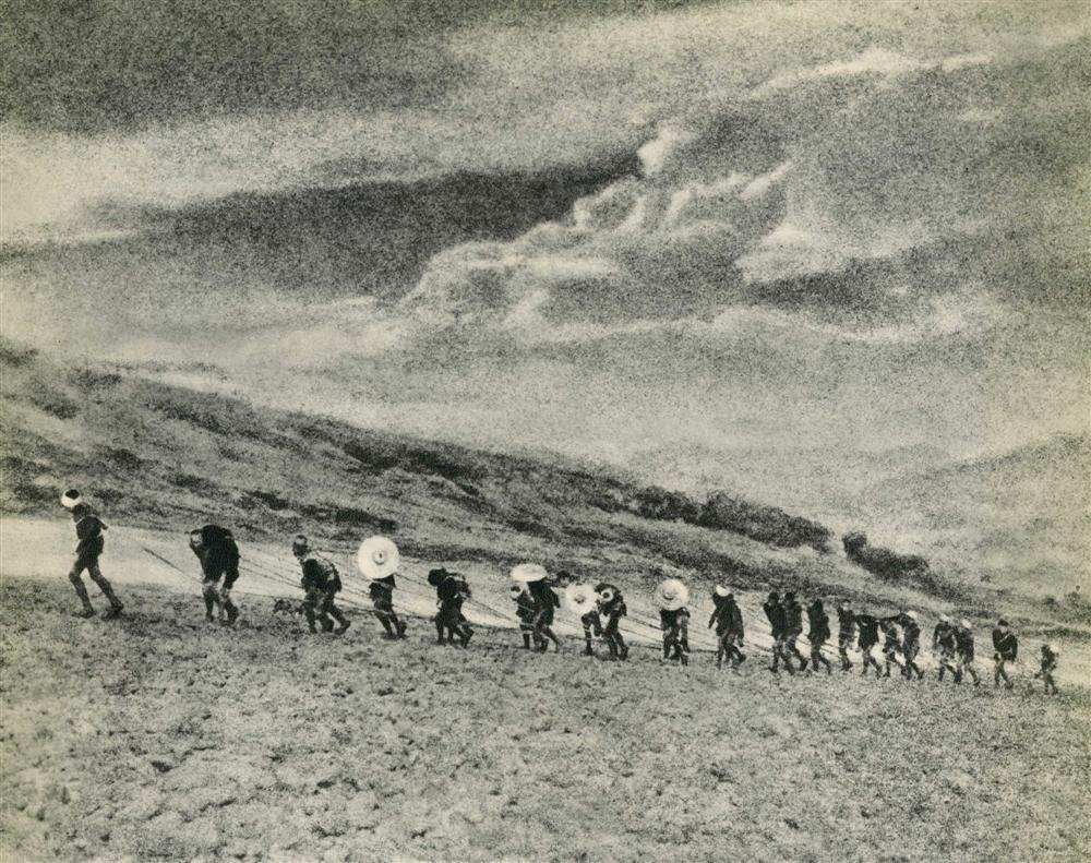 CHIN-SAN LONG [LANG JINGSHAN/LANG CHIN: Chin-San Long [Lang Jingshan/Lang Chin San/Chinsan-Long] (Chinese, 1892-1995). "Boat Towers of the Kia Ling Kiang". Original vintage photogravure. c1939. Printed 1939. Fine condition. Image size: 7 1/