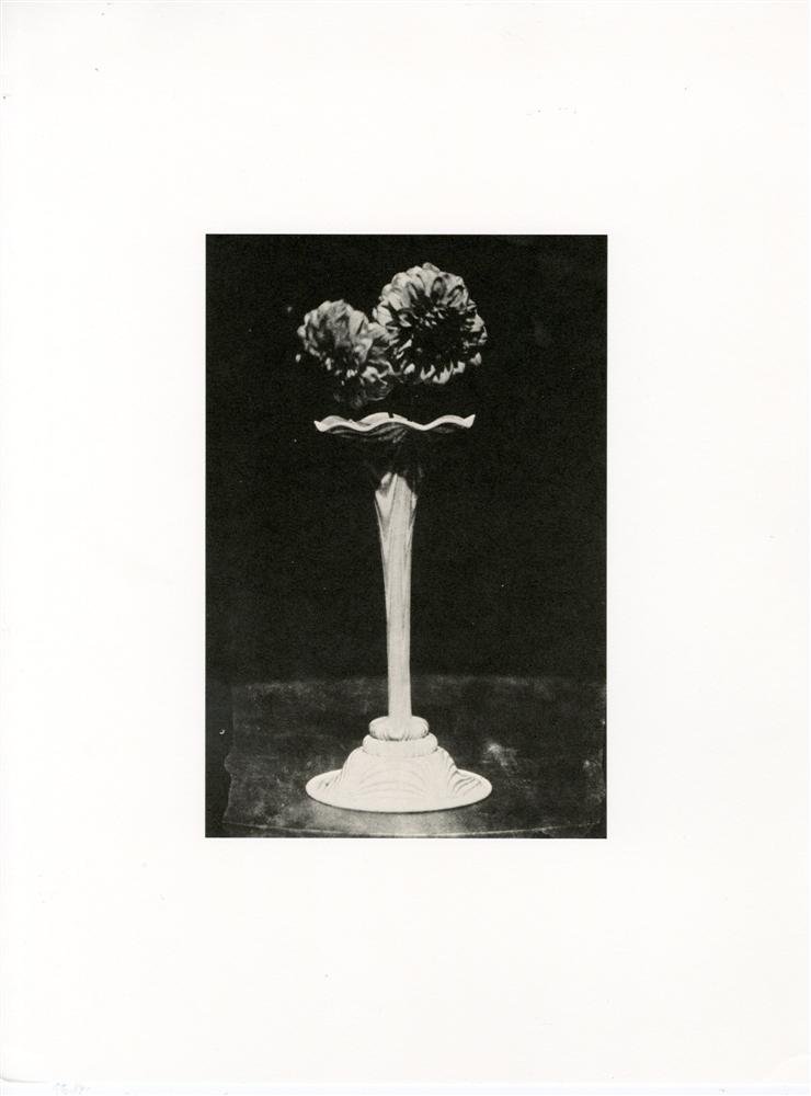 WILLIAM HENRY FOX TALBOT - Original photogravure: William Henry Fox Talbot (English, 1800-1877). "Vase with Dahlias". Original photogravure. c1840s?. Printed later from the original photograph. Fine condition. Overall size: 15 1/2 x 11 13/16 in. (394