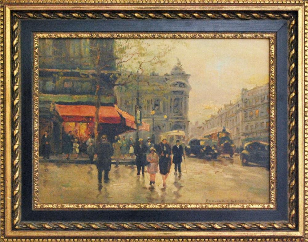 EDOUARD CORTES - Oil on canvas: Edouard Cortes (French, 1882-1969). "La place de l'Opera". Oil on canvas. 1930s?. Signed lower right. Fine condition. Inspected under blacklight. Signature contemporaneous to painting. No repairs or i