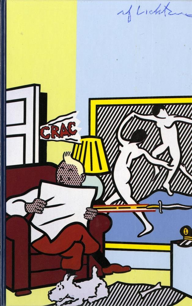 ROY LICHTENSTEIN - Color offset lithograph: Roy Lichtenstein (American, 1923-1997). "Tintin Reading I [from: Tintin in the New World]". Color offset lithograph. 1993. Signed in blue ballpoint pen, upper right. Edition of 12,500. Paper: 80# Simp