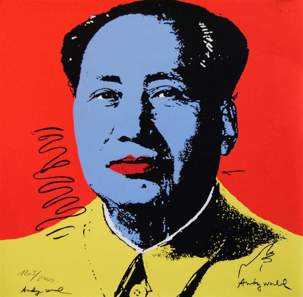 ANDY WARHOL - Original color lithograph: Andy Warhol (American, 1928 - 1987). "Mao #02 [CMOA edition]". Original color lithograph. 1986. Signed in black marker lower left; signed in the plate, lower right; CMOA stamp, verso. Numbered in penc