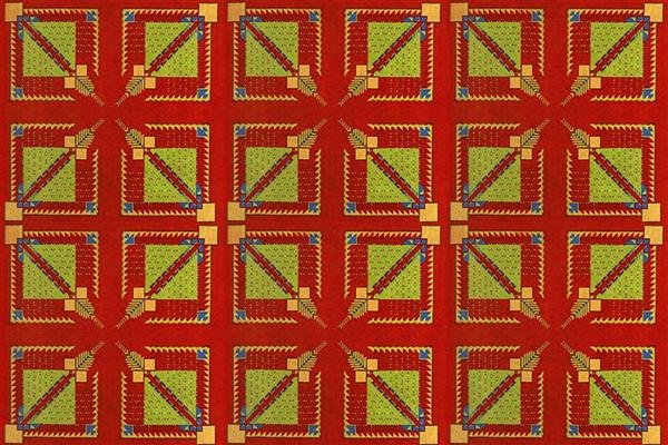 FRANK LLOYD WRIGHT/TALIESIN ARCHITECTS - Textile: Frank Lloyd Wright/Taliesin Architects (American, 1869 - 1959). "Vintage Frank Lloyd Wright/Taliesin Architects Designed Carpet from the Arizona Biltmore Hotel [06 "tiles"] [Approximate size: 108" x 1