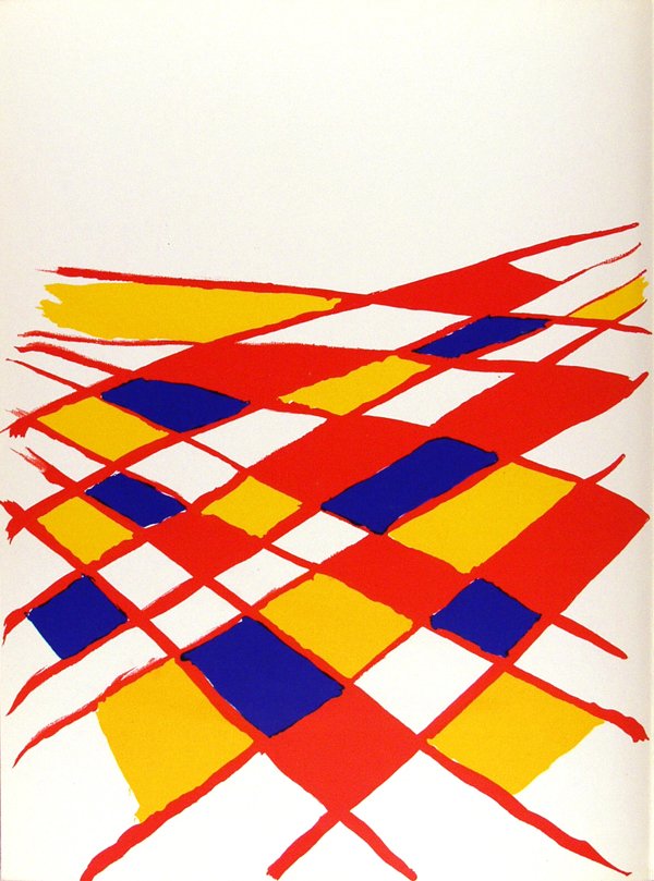 ALEXANDER CALDER - Color lithograph: Alexander Calder (American, 1898 - 1976). "Checkered Composition". Color lithograph. 1971. Cream wove paper. Wide margins. Fine impression. Fine condition. Image copyright © 2001 Estate of Alexander
