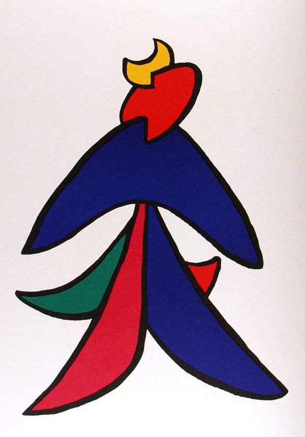 ALEXANDER CALDER - Color lithograph: Alexander Calder (American, 1898 - 1976). "Stabiles No. 2". Color lithograph. 1963. Cream wove paper. Wide margins. Fine impression. Very good condition; affixed to thin conservation support sheet. Im