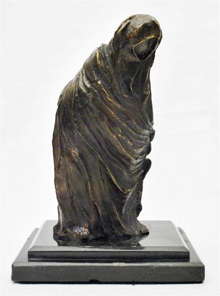 LEONORA CARRINGTON [AFTER] - Bronze sculpture with: Leonora Carrington [after] (British/Mexican/American, 1917-2011). "Figura Disimulada". Bronze sculpture with brown patina with natural highlights. c1989. Inscribed "Leonora Carrinton" verso. Small edi
