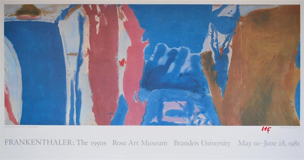 HELEN FRANKENTHALER [AFTER] - Color offset: Helen Frankenthaler [after] (American, 1928-2011). "Open Wall". Color offset lithograph. 1981. Signed with the initials in red crayon, lower right. Edition unknown, presumed small. White coated paper.