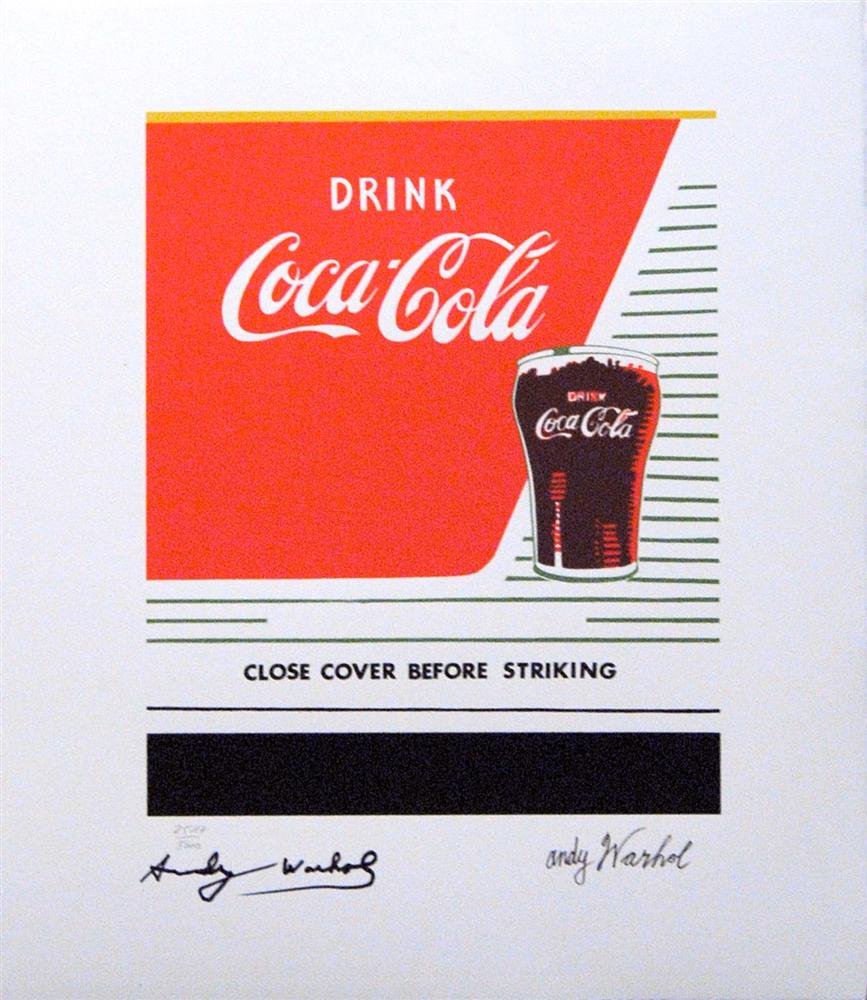 ANDY WARHOL - Original color lithograph: Andy Warhol (American, 1928 - 1987). "Coca-Cola [CMOA edition]". Original color lithograph. 1986. Signed in black marker, lower left; signed in the plate, lower right; CMOA stamp, verso. Numbered in p