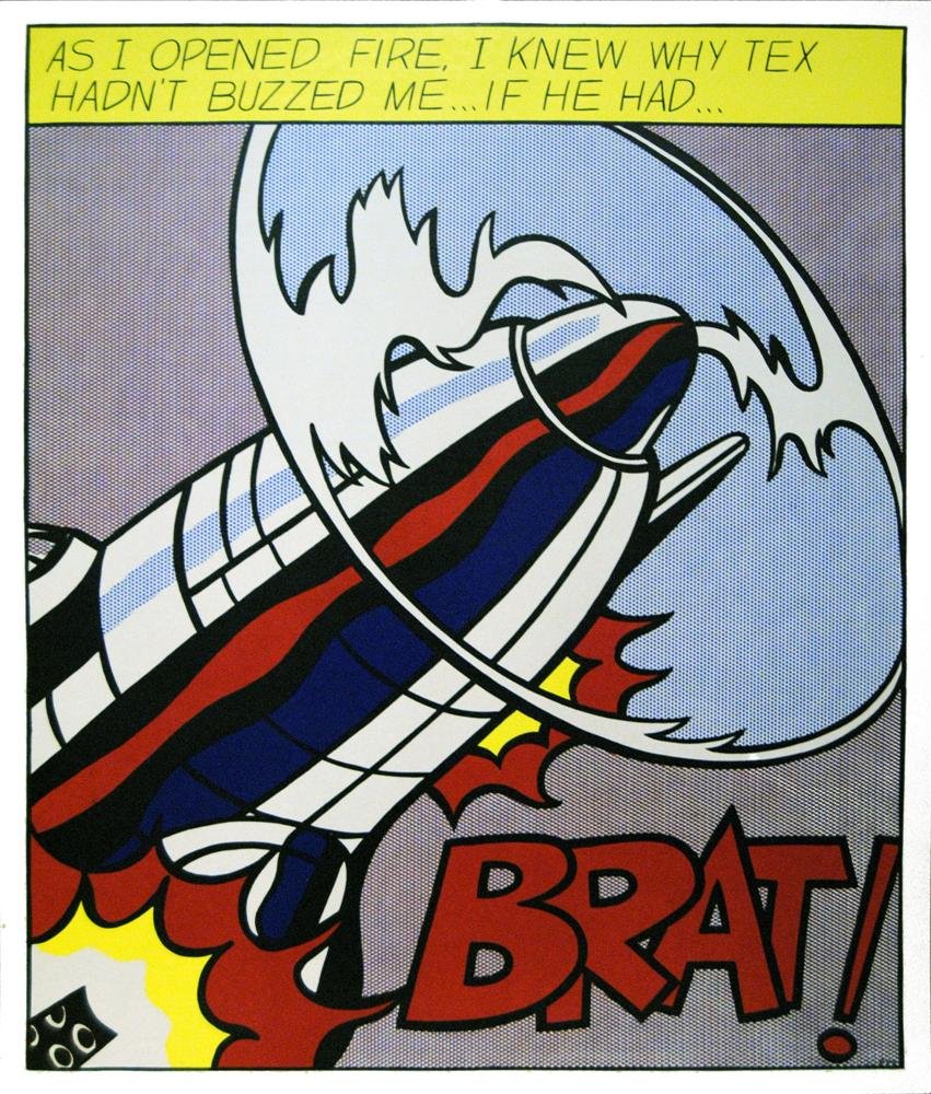 ROY LICHTENSTEIN - Original color lithograph and: Roy Lichtenstein (American, 1923-1997). "As I Opened Fire [lifetime impression] [set of three, signed]". Original color lithograph and offset lithograph [3 prints - triptych]. 1966. Signed in pencil,