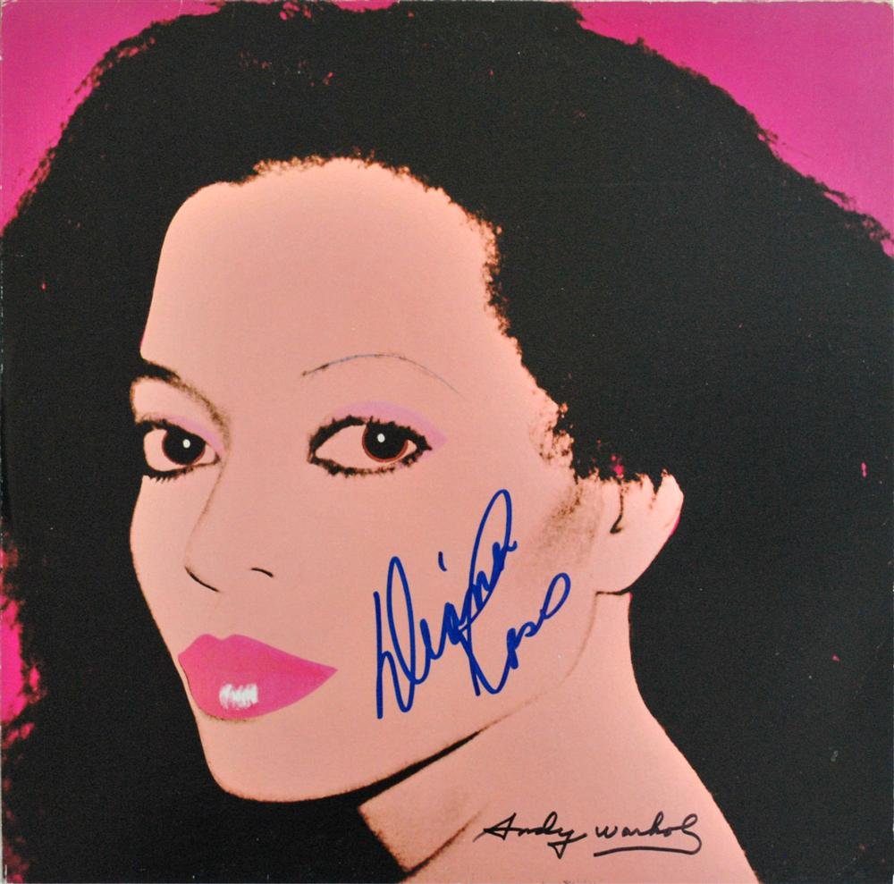 ANDY WARHOL - Color offset lithograph: Andy Warhol (American, 1928 - 1987). "Diana Ross". Color offset lithograph. 1982. Signed by Warhol in black marker and by Ross in blue marker,. Edition unknown. Light cream wove paper. The full sheet.