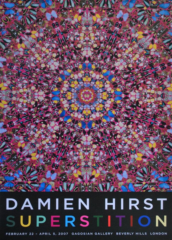 DAMIEN HIRST - Color offset lithograph: Damien Hirst (English, b.1965). "Superstition". Color offset lithograph. 2007. Signed in black marker, lower left. Heavy white wove paper. Printed to the edge of the sheet. Fine impression. Fine condi