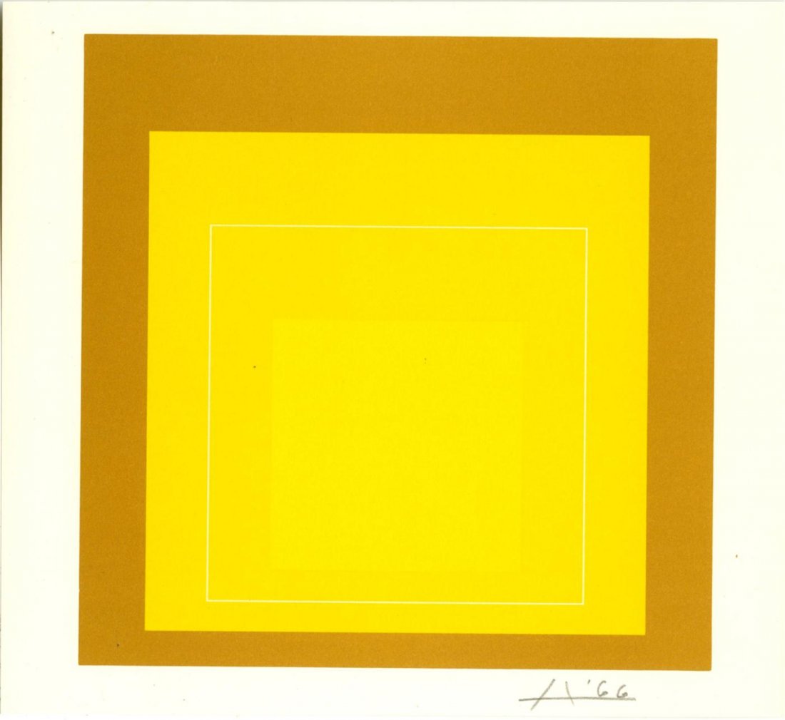 JOSEF ALBERS - Original color lithograph: Josef Albers (German/American, 1888 - 1976). "White Line Square X (miniature edition) [from: White Line Squares - Series II]". Original color lithograph. 1966. Signed in pencil with the initial and da