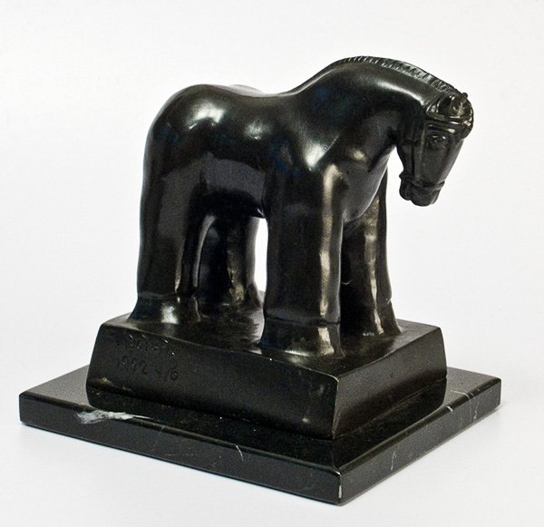 FERNANDO BOTERO [by or after] - Bronze sculpture: Fernando Botero [by or after] (Columbian, b.1932). "Caballo". Bronze sculpture with very dark brown patina. 1992. Inscribed "F. Botero" and dated "1992". Edition of six. Fine, quality casting. Overall