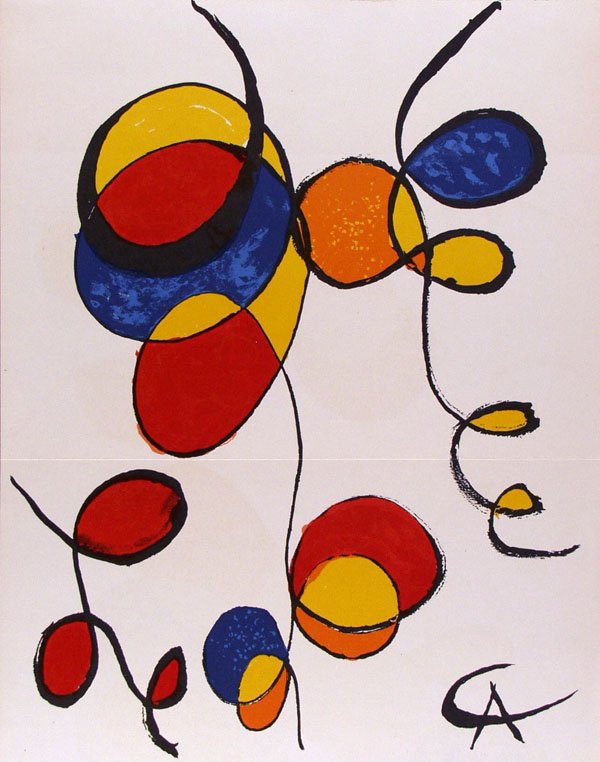 ALEXANDER CALDER - Color lithograph: Alexander Calder (American, 1898 - 1976). "Spirals". Color lithograph. 1970. Initialed in the stone, lower right. Horizontal fold as issued. A signed impression sold at Koller, Zurich, 11-19-1988 for