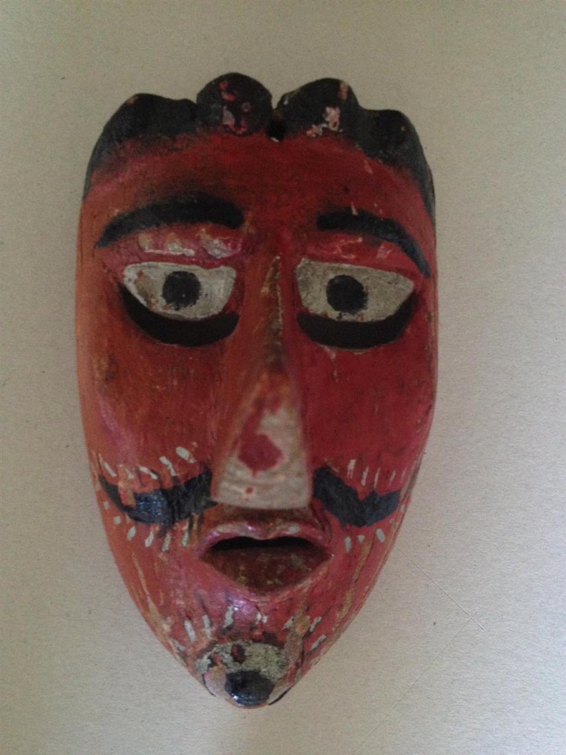 MEXICAN MASKMAKER, [20TH CENTURY] - Hand-carved,: Mexican Maskmaker, [20th Century]. "Mexican Mask [Traditional - 0173]. A Moro mask from the Moors and Christians dance, Zontecomatlan, State of Veracruz [Mexico]". Hand-carved, hand-painted polychrome