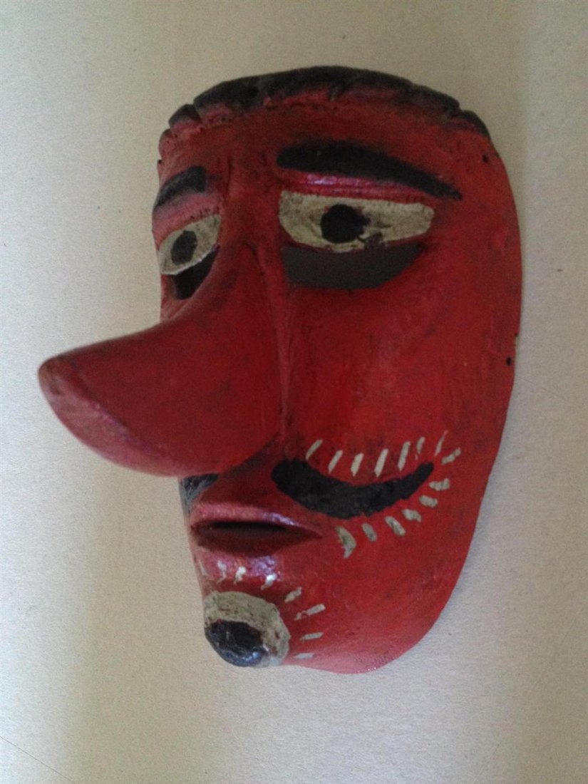 MEXICAN MASKMAKER, [20TH CENTURY] - Hand-carved,: Mexican Maskmaker, [20th Century]. "Mexican Mask [Traditional - 0174]. A Moro mask from the Moors and Christians dance, State of Veracruz [Mexico]". Hand-carved, hand-painted polychromed natural hardw