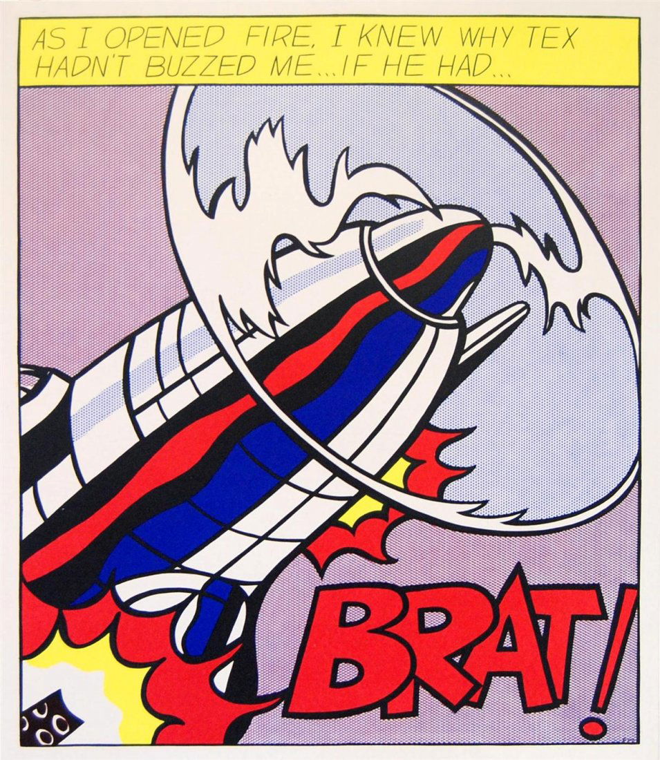 ROY LICHTENSTEIN - Original offset lithograph [3: Roy Lichtenstein (American, 1923-1997). "As I Opened Fire [lifetime impression] [set of three, signed]". Original offset lithograph [3 prints - triptych]. 1966. Signed in pencil, lower right of the th