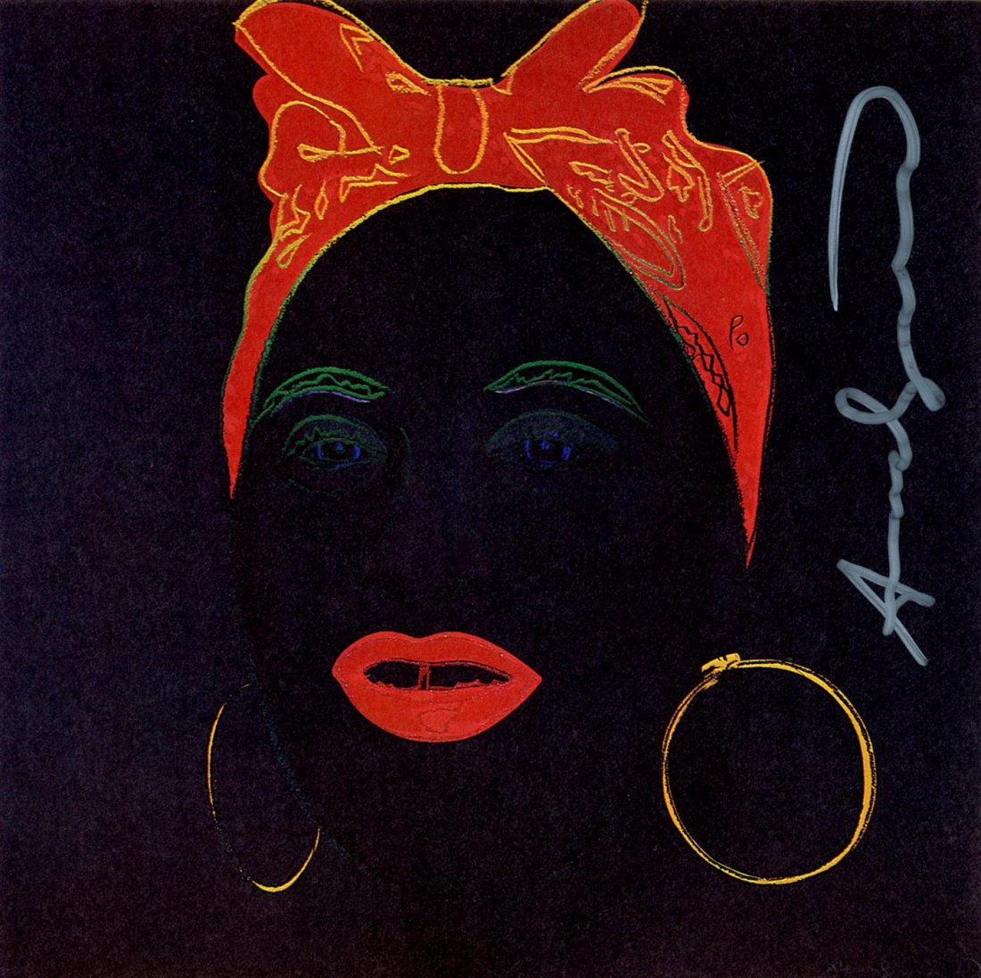ANDY WARHOL - Color offset lithograph: Andy Warhol (American, 1928 - 1987). "Mammy [announcement]". Color offset lithograph. 1981. Signed in white marker, upper right. Edition unknown, presumed small (250?). Light cream wove paper. Printed