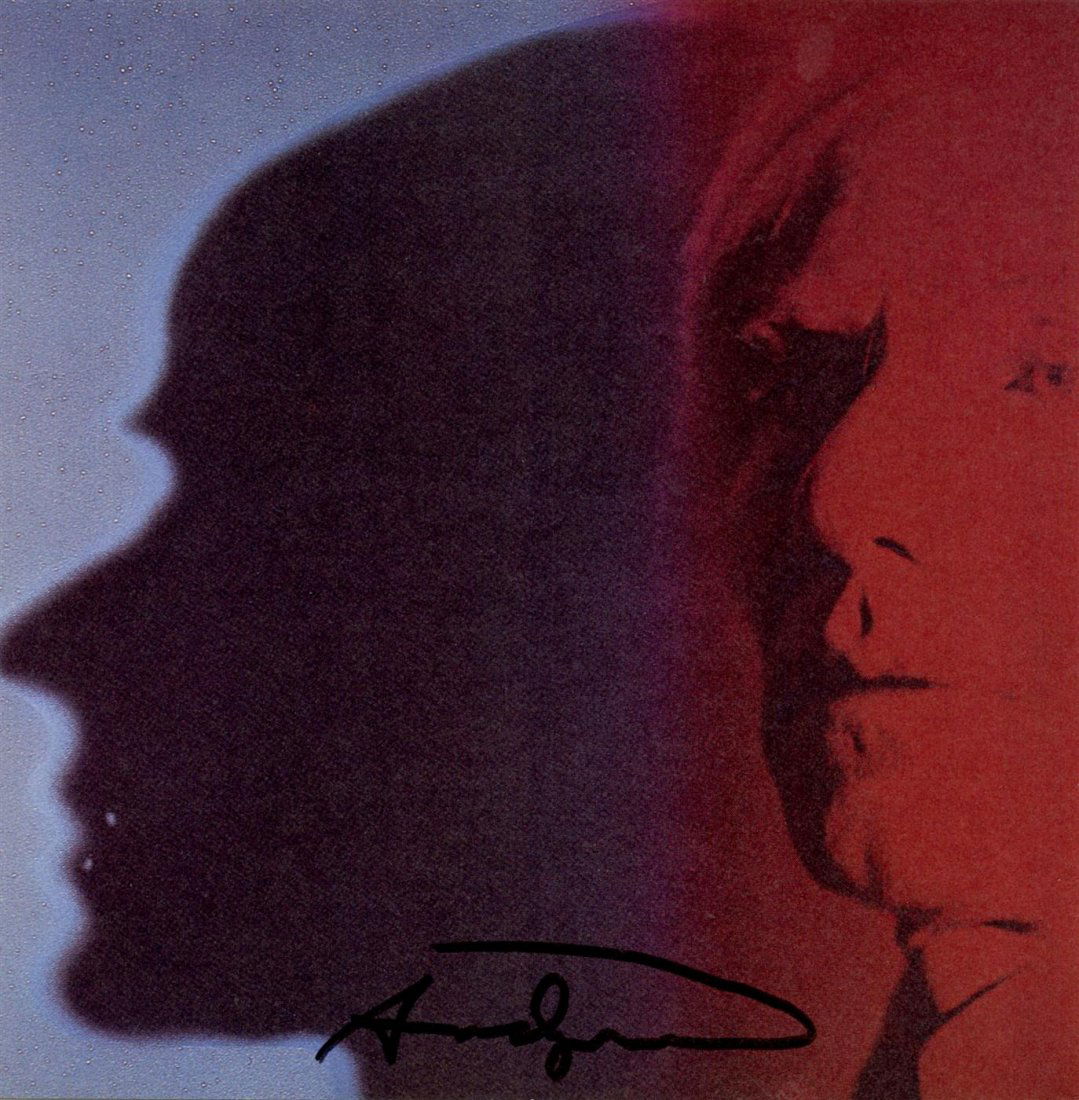 ANDY WARHOL - Color offset lithograph: Andy Warhol (American, 1928 - 1987). "The Shadow [announcement]". Color offset lithograph. 1981. Signed in black marker, lower center. Edition unknown, presumed small (250?). Light cream wove paper. P