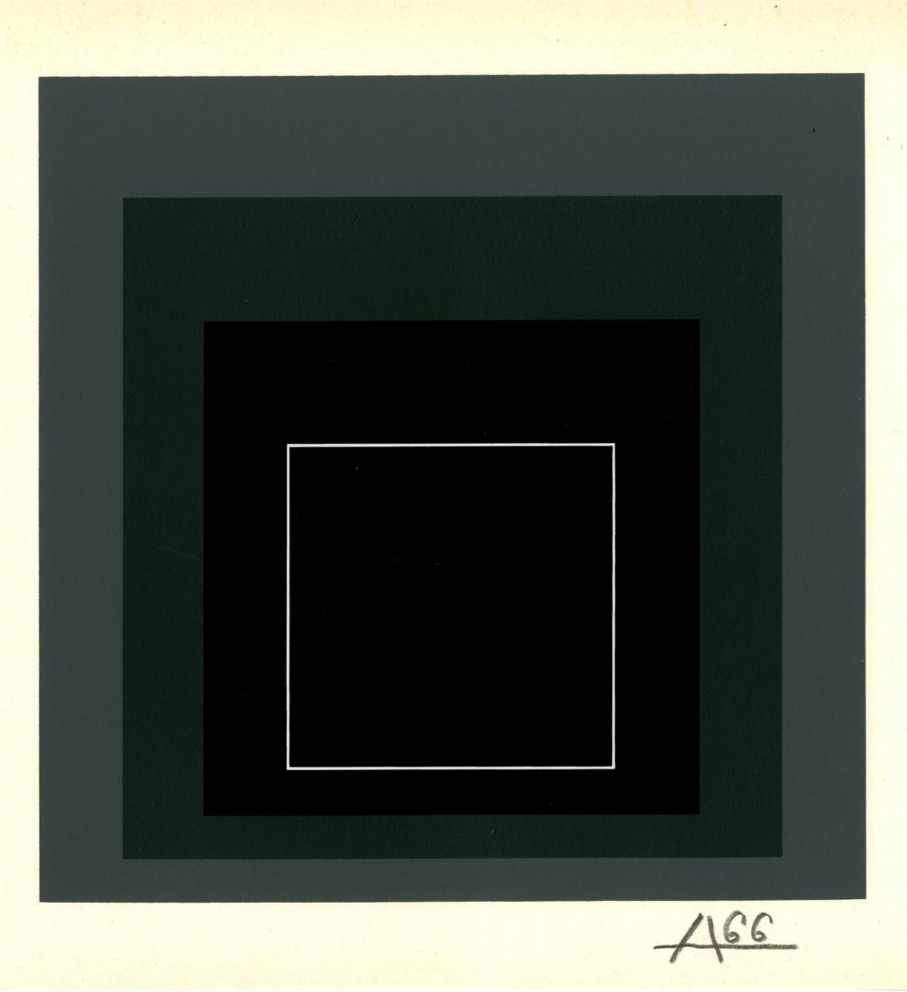 JOSEF ALBERS - Original color silkscreen: Josef Albers (German/American, 1888 - 1976). "White Line Square VIII (miniature edition) [from: White Line Squares - Series I]". Original color silkscreen. 1966. Signed in pencil with the initial and 