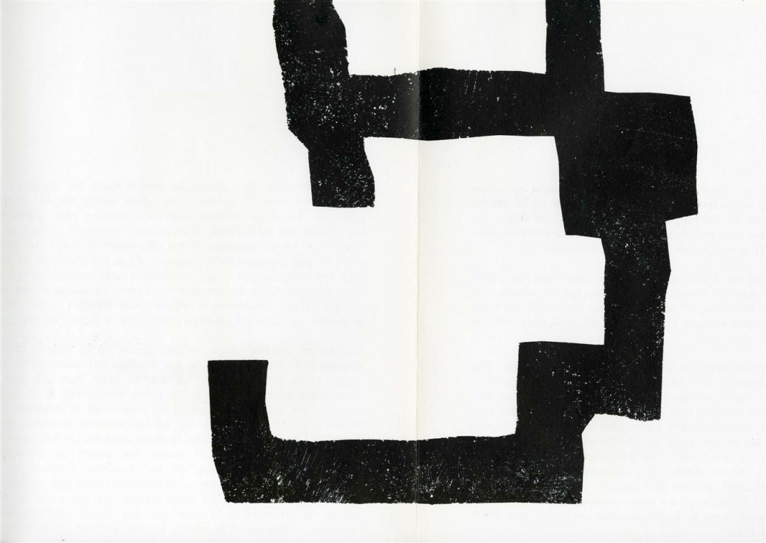 EDUARDO CHILLIDA - Original woodcut: Eduardo Chillida (Spanish, 1924-2002). "Composition #04". Original woodcut. c1960. White wove paper. Printed to the edge of the sheet, top. Fine impression. Good condition; slight light-staining; cent