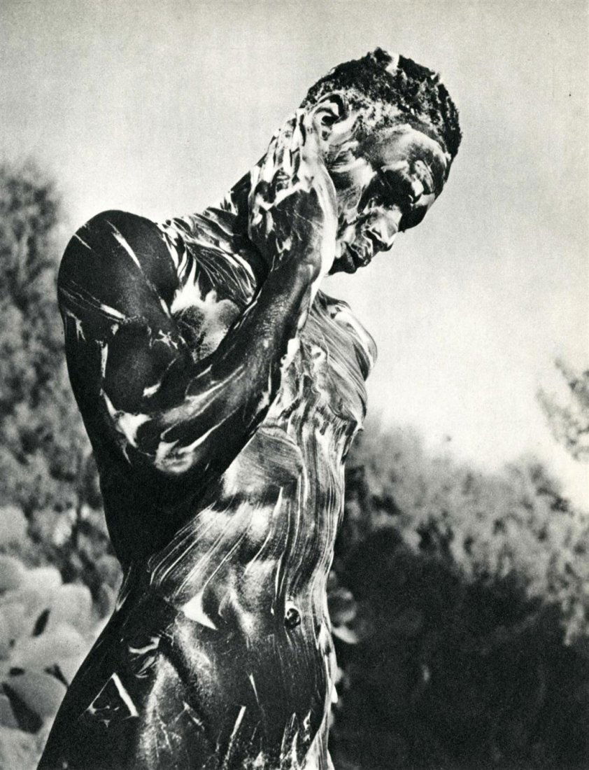 HERBERT LIST - Original vintage photogravure: Herbert List (German, 1903-1974). "Nude Black Male Soaping Himself". Original vintage photogravure. c1934. Printed 1935. Image size: 8 5/8 x 6 5/8 in. (219 x 168 mm). [24161] |325| {R100} noz~rzz