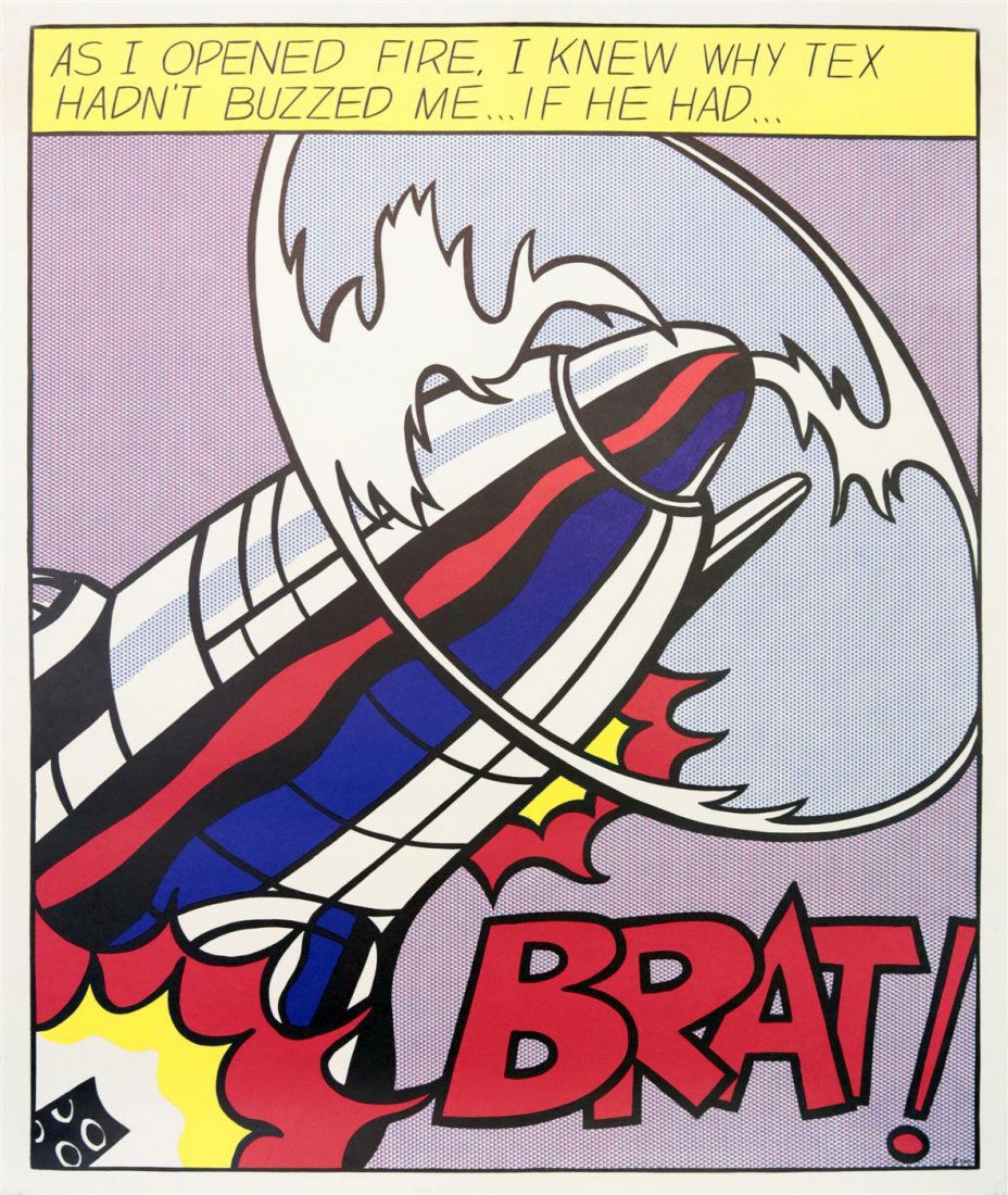 ROY LICHTENSTEIN - Original offset lithograph [3: Roy Lichtenstein (American, 1923-1997). "As I Opened Fire [lifetime impression] [set of three, signed]". Original offset lithograph [3 prints - triptych]. 1966. Signed in pencil, lower right of the th