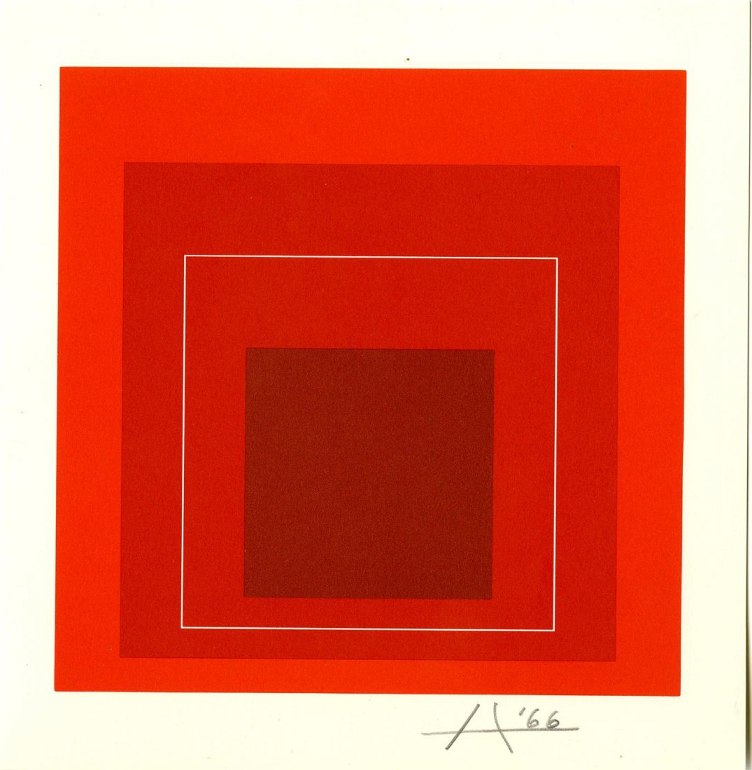 JOSEF ALBERS - Original color lithograph: Josef Albers (German/American, 1888 - 1976). "White Line Square XV (miniature edition) [from: White Line Squares - Series II]". Original color lithograph. 1966. Signed in pencil with the initial and d