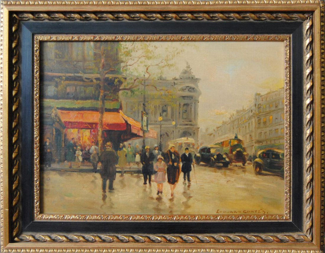 EDOUARD CORTES - Oil on canvas: Edouard Cortes (French, 1882-1969). "La place de l'Opera". Oil on canvas. 1930s. Signed lower right. Fine condition. Inspected under blacklight. Signature contemporaneous to painting. No repairs or in