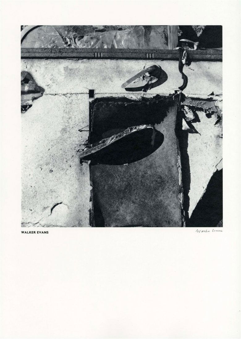 WALKER EVANS - Original vintage photogravure: Walker Evans (American, 1903 - 1975). "Composition". Original vintage photogravure. 1974. Printed 1974. Signed in the plate. Intended edition of 950 (of which all were printed?). White Bristol paper.