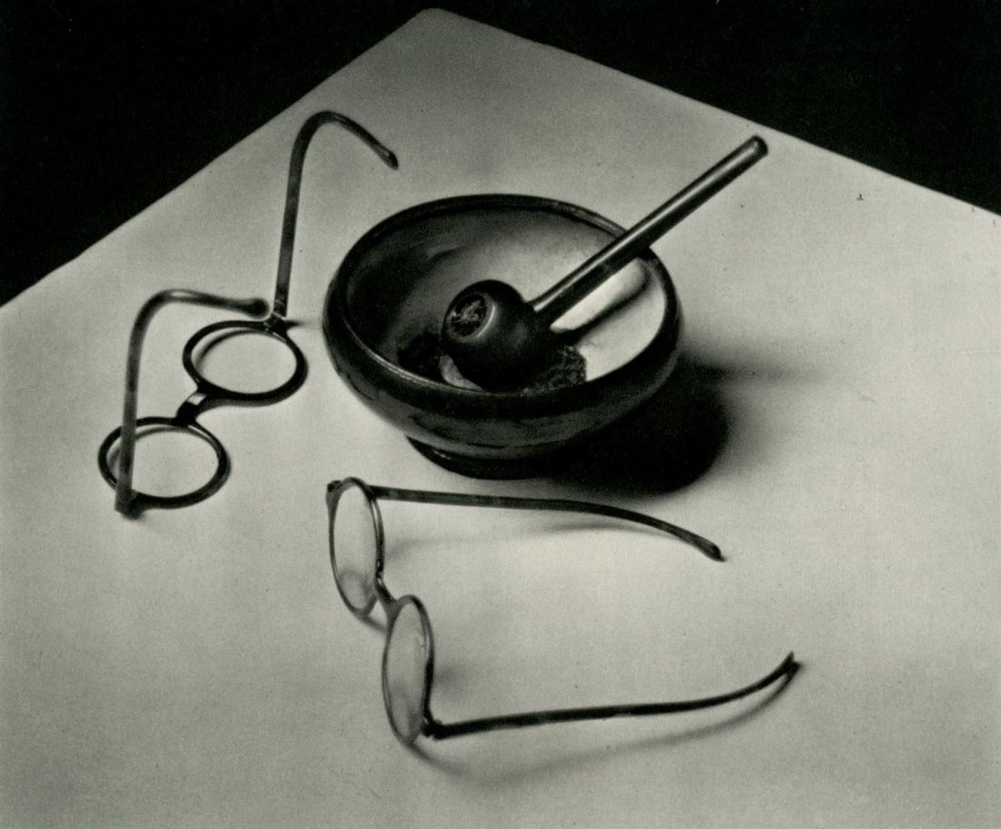 ANDRE KERTESZ - Original photogravure: Andre Kertesz (Hungarian/American, 1894-1985). "Mondrian's Glasses and Pipe". Original photogravure. 1926. Printed later. Very good condition. Image size: 6 x 7 3/16 in. (152 x 183 mm). [26012] |600|