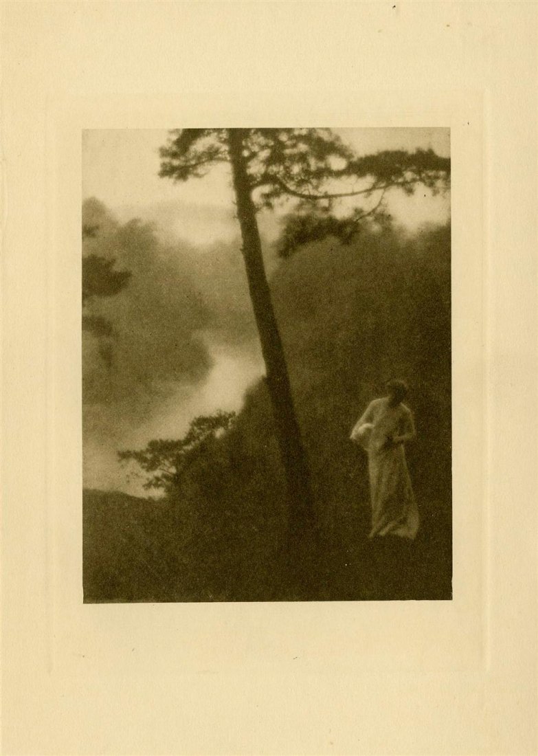 CLARENCE H. WHITE - Original vintage photogravure: Clarence H. White (American, 1871 - 1925). "A Landscape". Original vintage photogravure. c1910. Printed 1910. Fine condition. Overall size: 9 x 5 3/4 in. (229 x 146 mm). Image size: 4 11/16 x 3 5/8 in