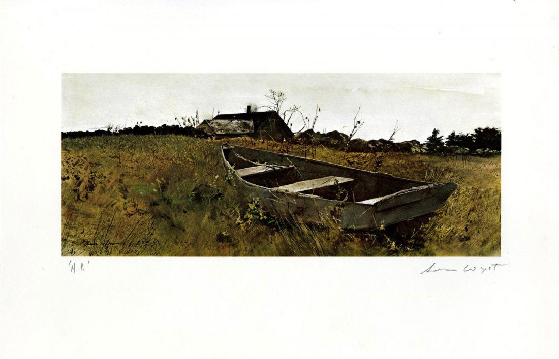 ANDREW WYETH [after] - Color offset lithograph: Andrew Wyeth [after] (American, 1917-2009). "Teel's Island". Color offset lithograph. 1954. Printed 1963. Signed in pencil, lower right; annotated lower left. A proof from the edition of unknown size