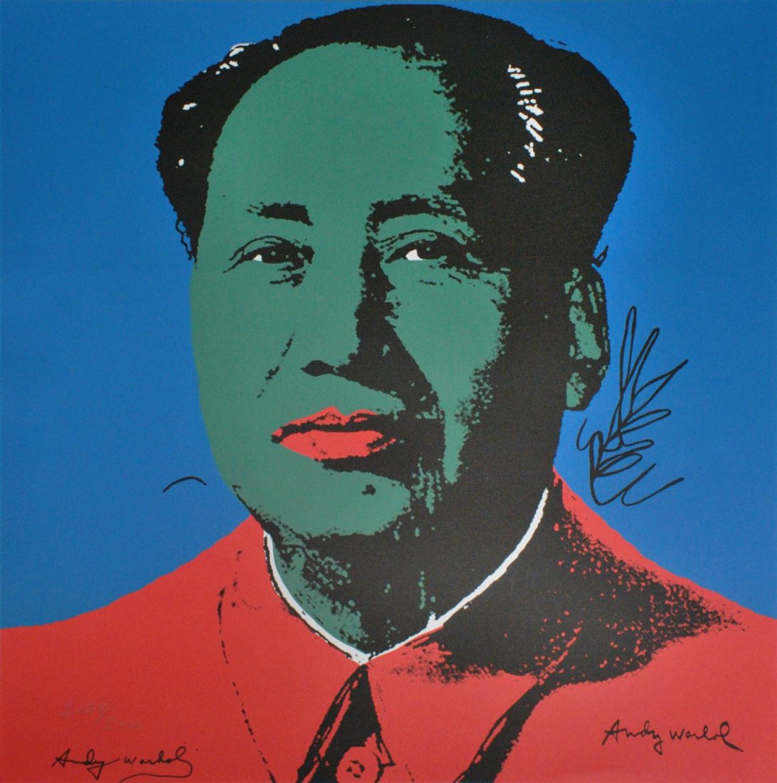 ANDY WARHOL [after] - Color lithograph: Andy Warhol [after] (American, 1928 - 1987). "Mao #04". Color lithograph. Printed c1986. Bears signature in black marker, lower left; signed in the plate, lower right. Editioned in pencil. Cream wove 