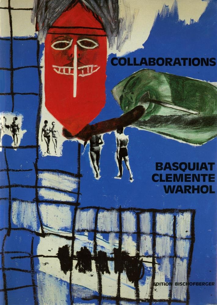 JEAN-MICHEL BASQUIAT & ANDY WARHOL & FRANCESCO: Jean-Michel Basquiat & Andy Warhol & Francesco Clemente (20th Century). "Collaborations [with small drawing and annotation signed by Basquiat and signed by Warhol and Clemente]". Black marker drawing.
