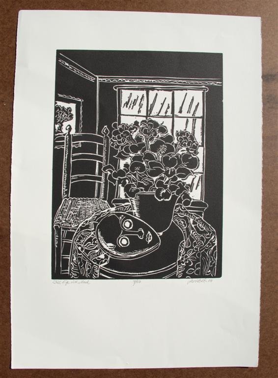 DAVID C. DRISKELL - Woodcut: David C. Driskell (American, b.1931). "Still Life with Mask". Woodcut. 2008. Signed, titled, dated, numbered in pencil, lower margin. Edition of 50. Full margins. Fine impression. Condition: slight fo