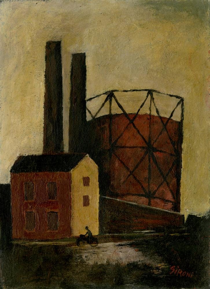 MARIO SIRONI - Oil on paper (1 of 2)