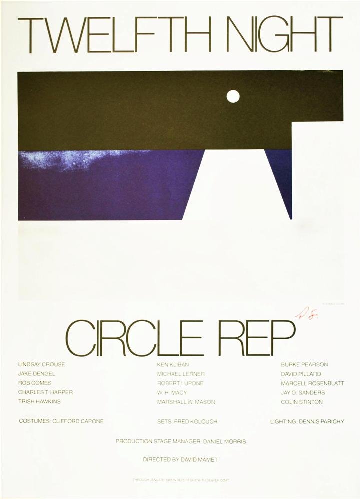 DONALD SULTAN - Original color lithograph: Donald Sultan (American, b.1951). "Twelfth Night". Original color lithograph . 1980. Signed with the initials in red crayon, lower right. Printed signature beneath image. Edition unknown, presumed sma