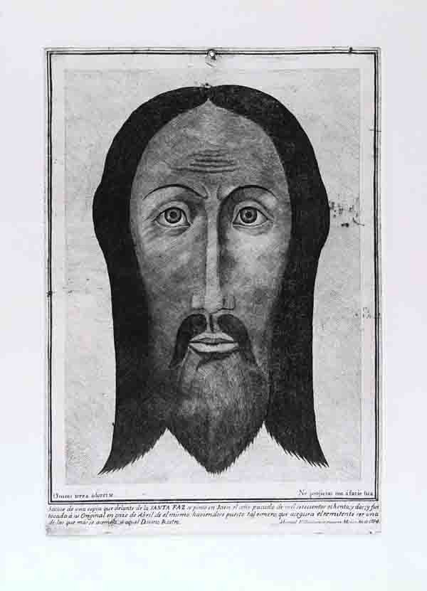 MANUEL GALICIA DE VILLAVICENCIO - Line and: Manuel Galicia de Villavicencio (Spanish-Mexican, 1730 - c1788). "Santa Faz, Divino Rostro". Line and stipple engraving. 1784. Printed later. Signed in the plate. Wove paper. Full margins. Very fine i