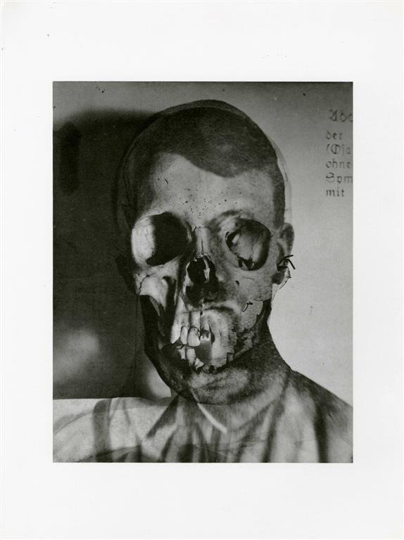 ERWIN BLUMENFELD - Original photogravure: Erwin Blumenfeld (German-American, 1897-1969). "Portrait of Hitler and a Skull [superimposition]". Original photogravure. 1932. Printed later. Fine condition. Overall size: 15 3/4 x 11 13/16 in. (400