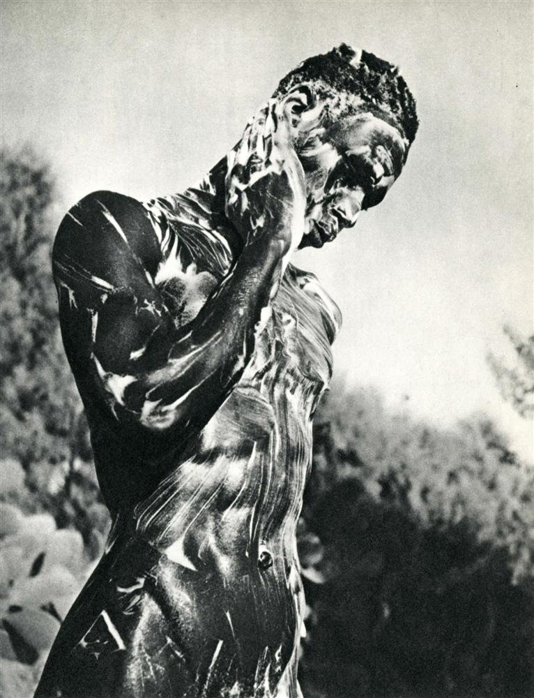 HERBERT LIST - Original vintage photogravure: Herbert List (German, 1903-1974). "Nude Black Male Soaping Himself". Original vintage photogravure. c1934. Printed 1935. Image size: 8 5/8 x 6 5/8 in. (219 x 168 mm). [24161] |325| {R100} noz~rzz