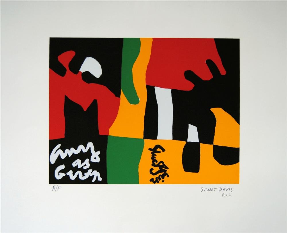 STUART DAVIS - Color silkscreen: Stuart Davis (American, 1894 - 1964). "Thermos [the title variously has been recorded as "Composition" and "Untitled"]". Color silkscreen. 1964. Signed in pencil by the artist's wife, Roselle Springer