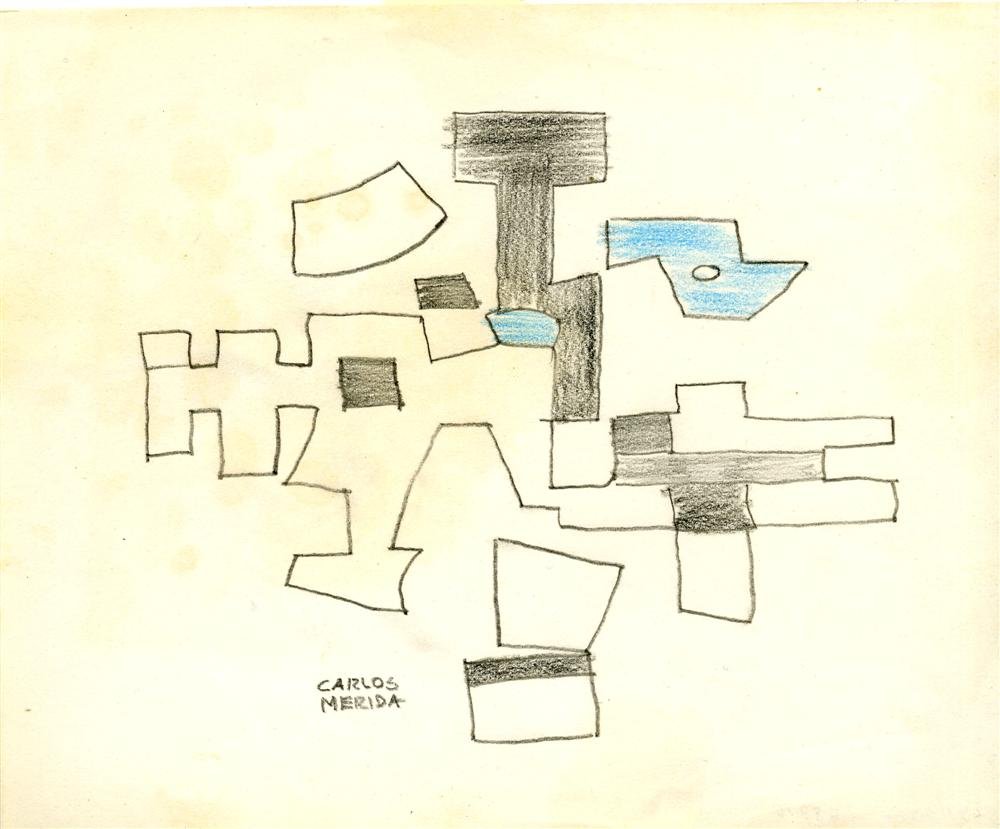 CARLOS MERIDA - Pencil and color pencil drawing on (1 of 1)