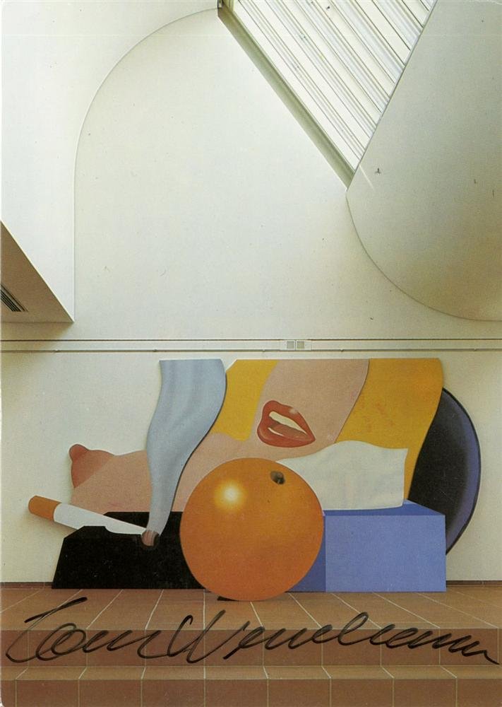 TOM WESSELMANN - Original color offset lithograph: Tom Wesselmann (American, 1931 - 2004). "Great American Nude #98 [postcard]". Original color offset lithograph postcard. c1987. Signed in pen, recto. Edition unknown. White wove paper (smooth recto).