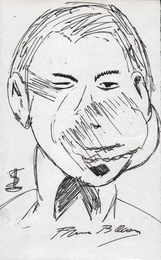 FRANCIS BACON [par/imputee] - Self-Portrait: Francis Bacon [par/imputee] (Irish/British, 1909-1992). "Self-Portrait". Pen and ink drawing. c1970s. Bears signature lower center. Very good to fine condition. Provenance: Estate of a collector, Lond