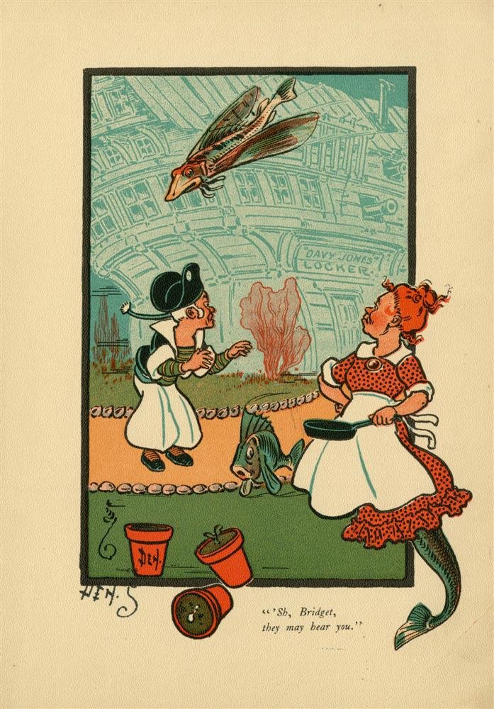 W. W. DENSLOW - 'Sh, Bridget, They May Hear You: W. W. Denslow (American, 1856-1915). "'Sh, Bridget, They May Hear You". Original color lithotint. 1904. Stamp signed with the artist monogram, lower left; signed in the stone, lower left. Edition unkn
