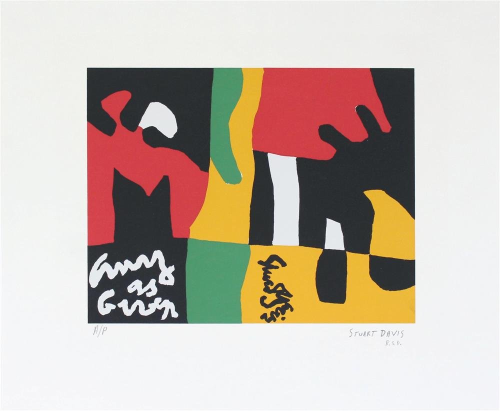 STUART DAVIS - Thermos: Stuart Davis (American, 1894 - 1964). "Thermos [the title variously has been recorded as "Composition" and "Untitled"]". Color silkscreen. 1964. Signed in pencil by the artist's wife, Roselle Springer