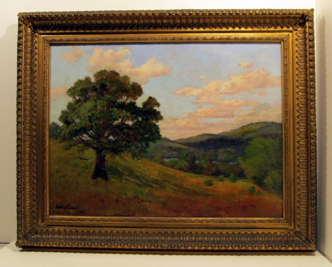 BRUCE CRANE - The Lone Tree: Bruce Crane (American, 1857-1937). "The Lone Tree". Oil on canvas. c1924. Signed lower left. Good condition. Probably the original frame. Crane (born Robert Bruce Crane) joined the Lyme Art Colony in