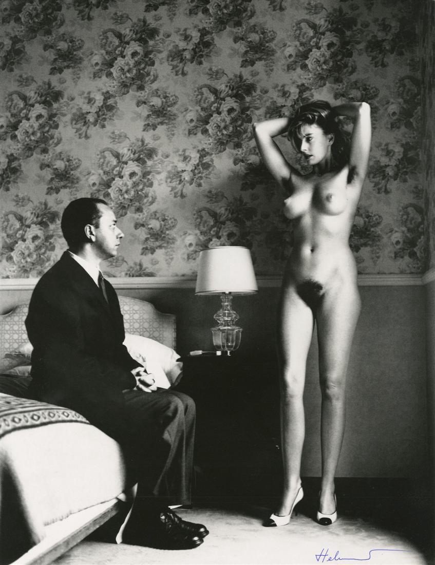 HELMUT NEWTON - In My Hotel Room, Montecatini: Helmut Newton (German/Australian, 1920-2004). "In My Hotel Room, Montecatini". Original vintage photolithograph. 1988. Printed 1991. Signed in pen, lower right. Edition unknown, presumed small. High-g