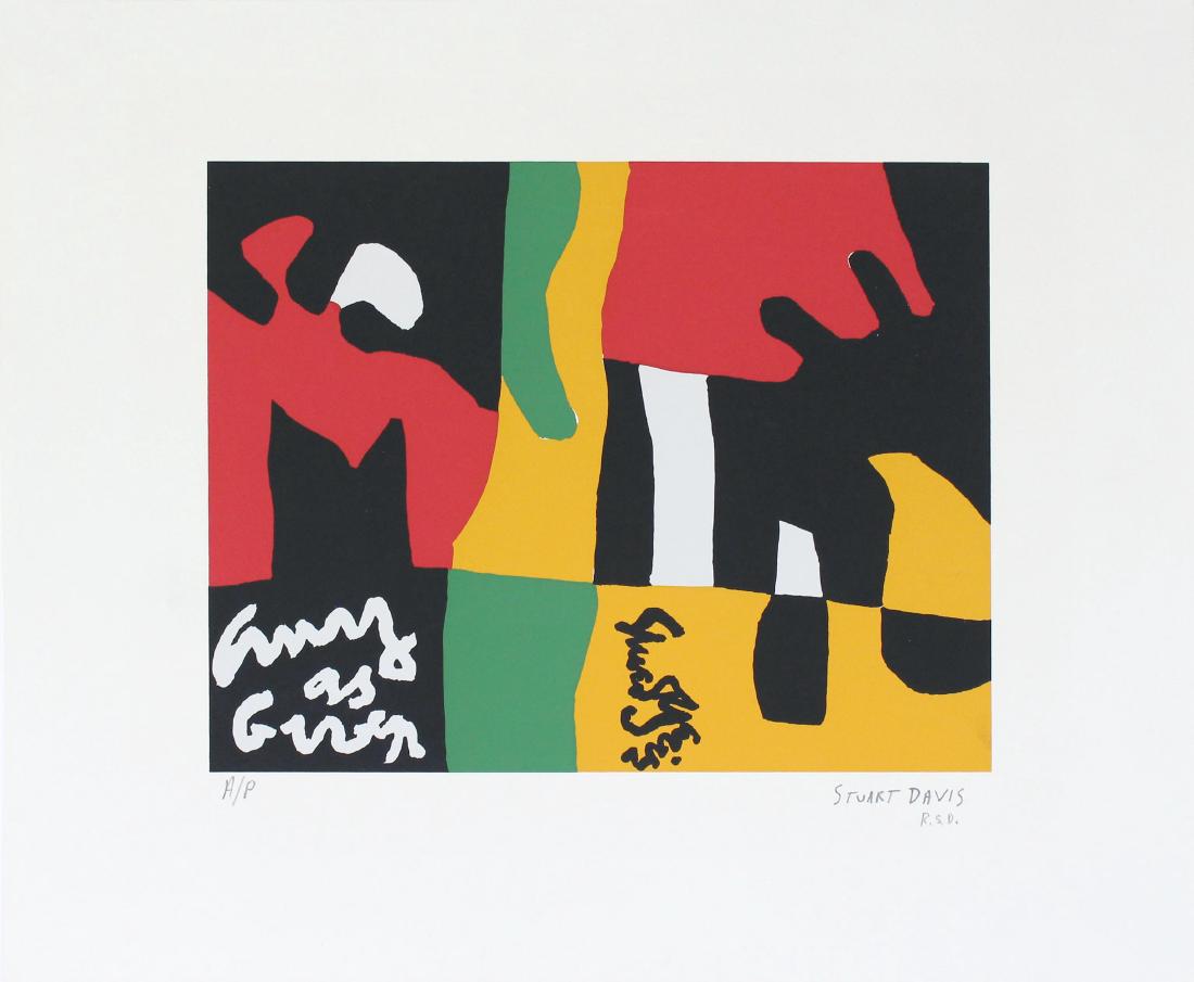 STUART DAVIS - Thermos: Stuart Davis (American, 1894 - 1964). "Thermos [the title variously has been recorded as "Composition" and "Untitled"]". Color silkscreen. 1964. Signed in pencil by the artist's wife, Roselle Springer