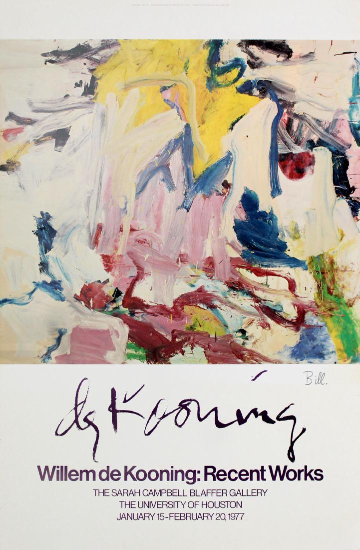 WILLEM DE KOONING - Untitled I: Willem de Kooning (Dutch/American, 1904 - 1997). "Untitled I". Color offset lithograph. 1976. Signed "Bill" in pencil, lower right. Edition unknown, presumed small. Light cream wove paper. The full sh